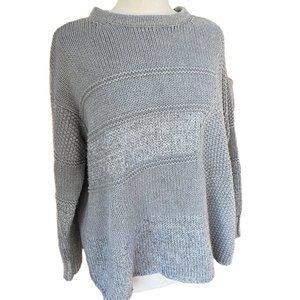 Cable Stitch Oversized Lagenlook Mixed Stitch Pattern Knit Slouchy Sweater-S